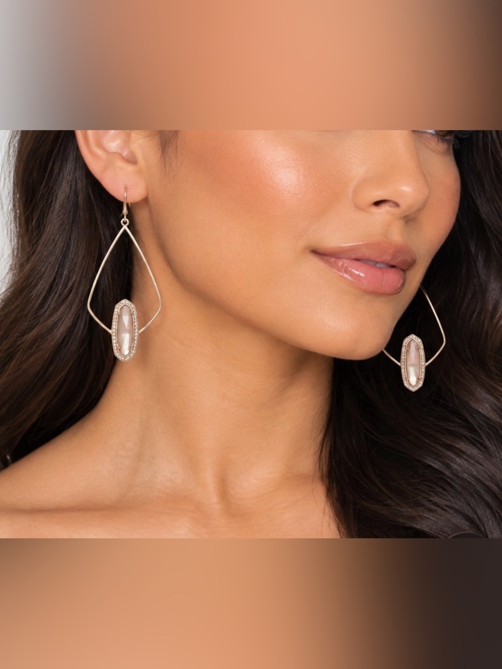 Kendra Scott Rose Gold Open Teardrop Earrings with Blush Pink Stones